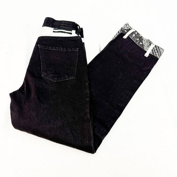 Revice Button Fly Bandana Paisley Patch Printed Straight Leg Denim Jeans Size 23 - Picture 8 of 8